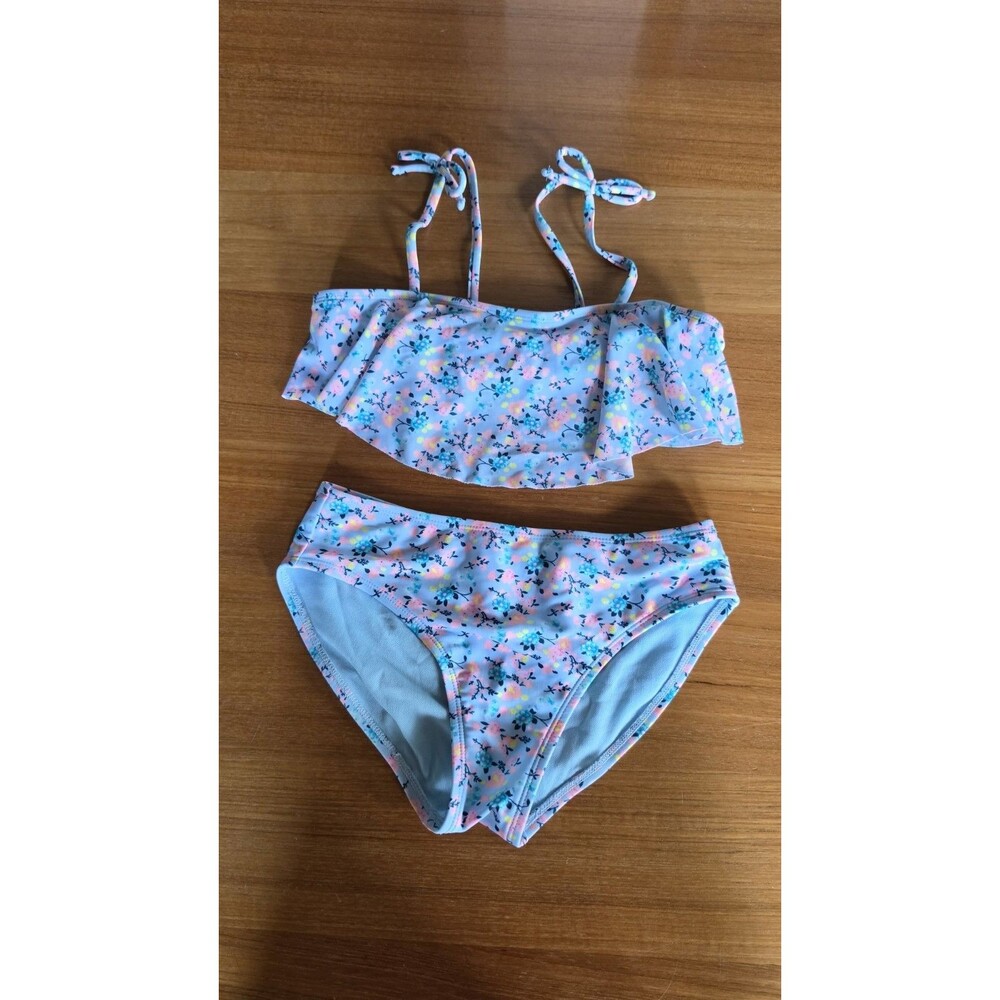 Art Class Pink And Blue Floral Girl's Two Piece Swimming Suit Size L (10/12)
